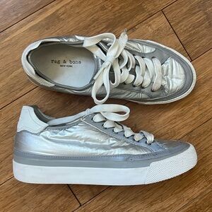 RAG & BONE Army Sneakers Silver Nylon Sz 6.5